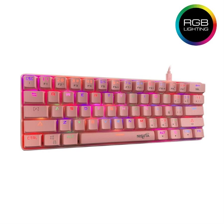 TECLADO MECÁNICO RGB NISUTA NS-KBGZ 61 ROSA