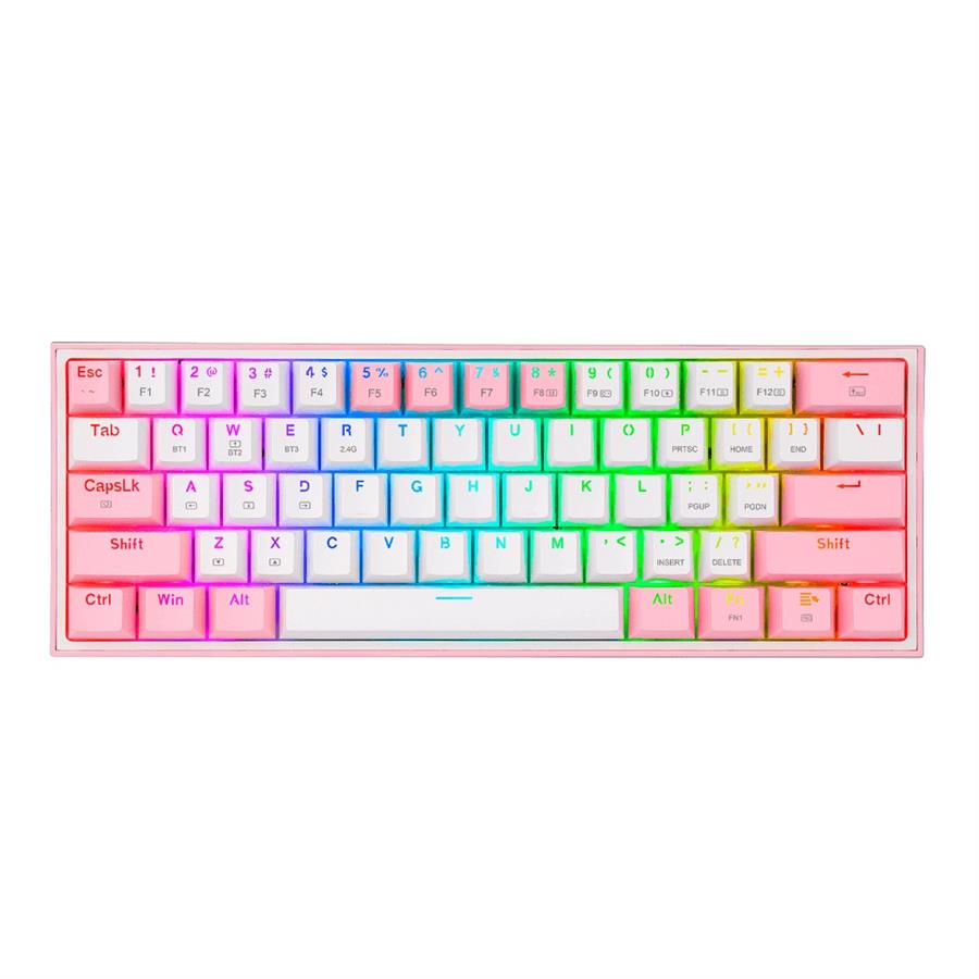 TECLADO MECANICO REDRAGON FIZZ PRO RGB BLANCO/ROSA