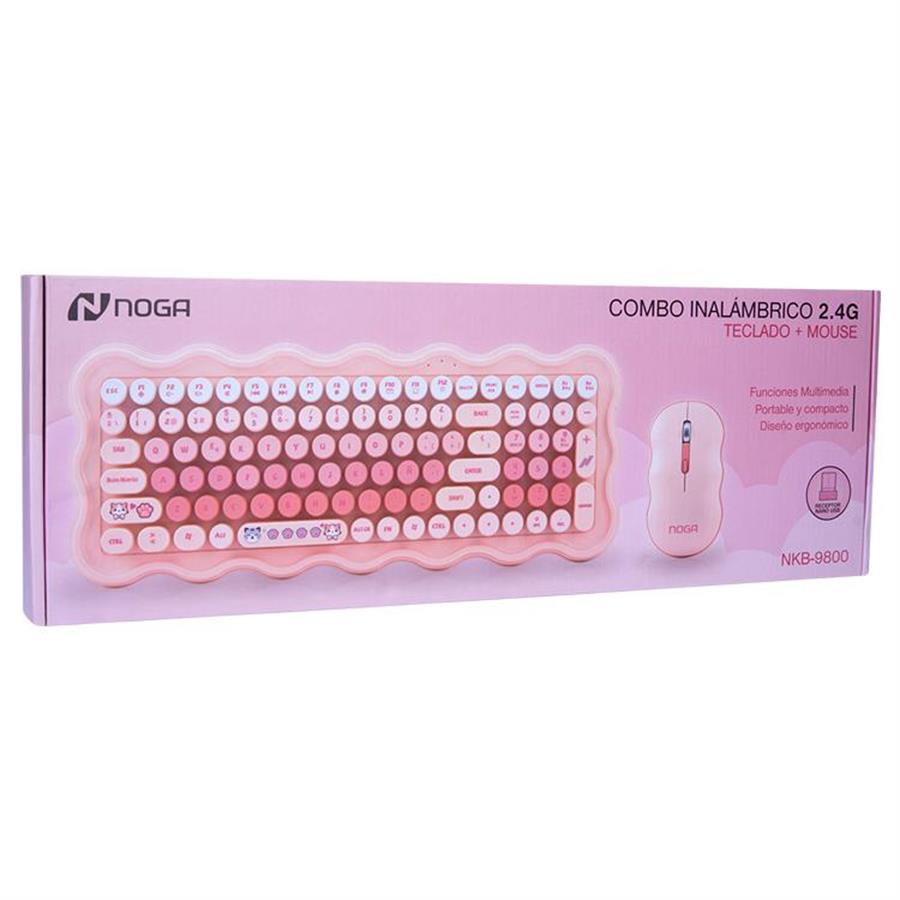 COMBO TECLADO Y MOUSE INALAMBRICO NKB-9800 - ROSA