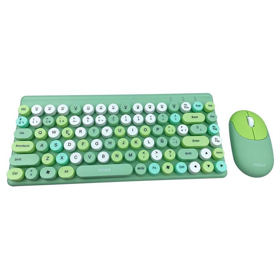COMBO TECLADO Y MOUSE INALAMBRICO NOGA 5700 - VERDE