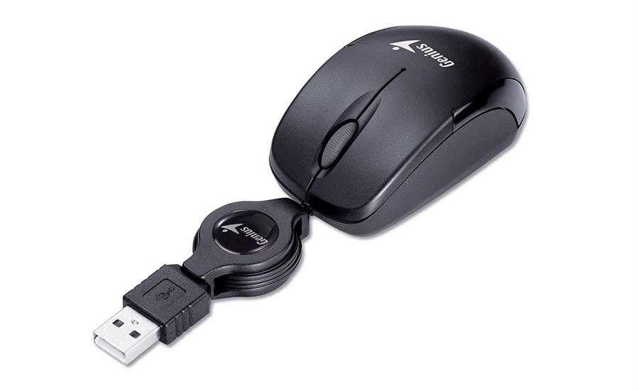 MOUSE CON CABLE RETRACTIL GENIUS MICRO TRAVELLER - NEGRO