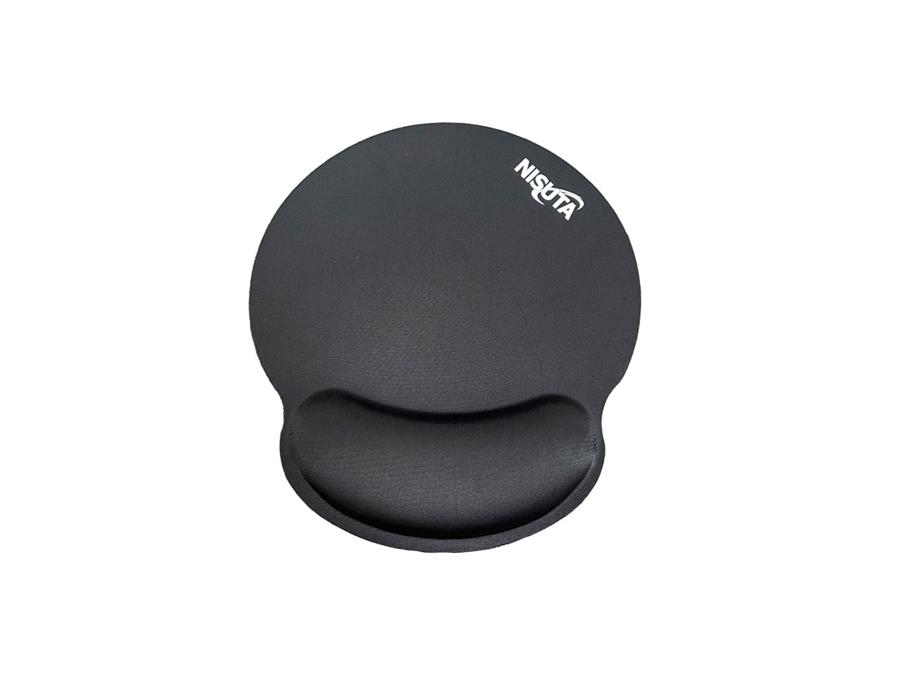 Mousepad Nisuta 25 x 23 cm con apoya muñeca - NEGRO