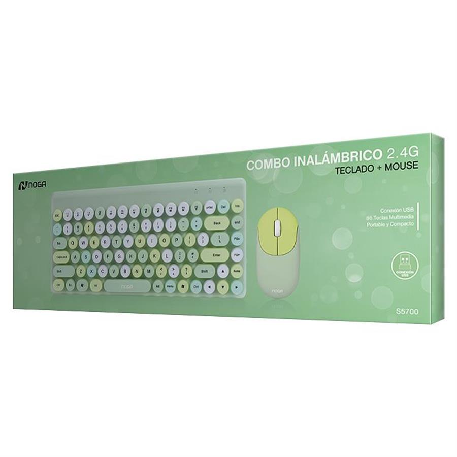 COMBO TECLADO Y MOUSE INALAMBRICO NOGA 5700 - VERDE