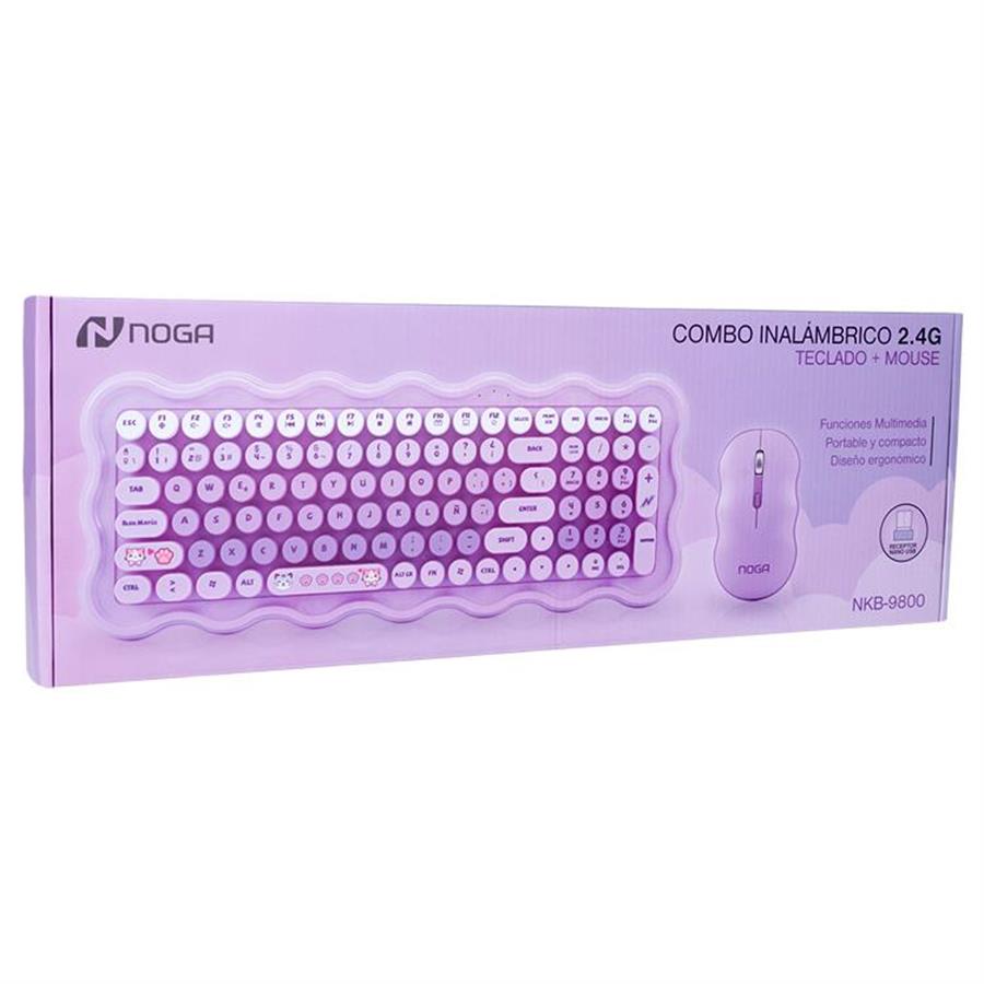 COMBO TECLADO Y MOUSE INALAMBRICO NKB-9800 - VIOLETA