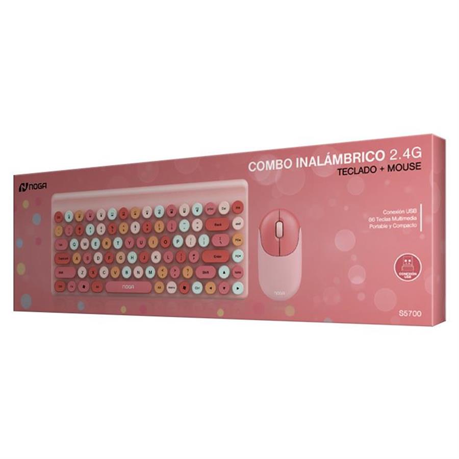 COMBO TECLADO Y MOUSE INALAMBRICO NOGA 5700 - ROSA