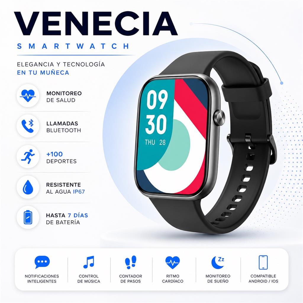 RELOJ SMARTWATCH JD VENECIA NEGRO