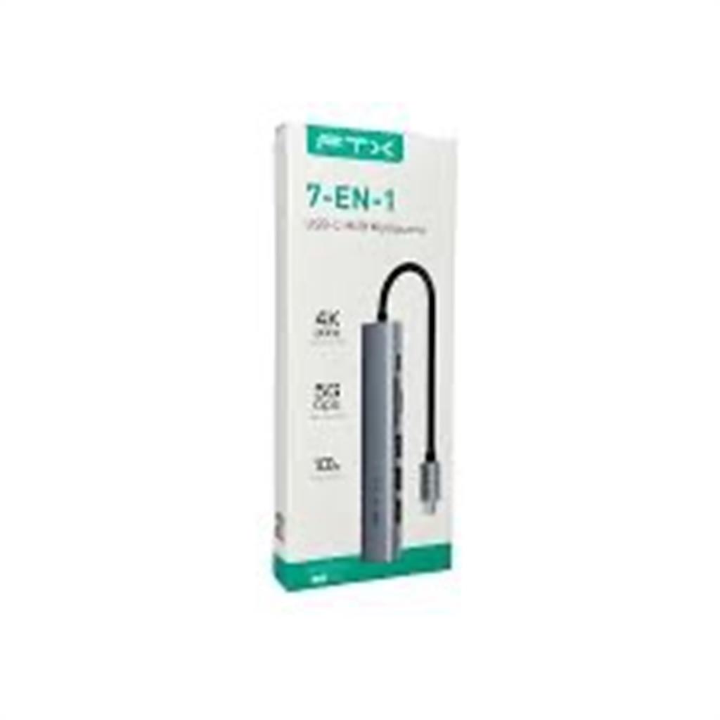 HUB 7 EN 1 USB-C - HDMI/USB-A/USB-C/SD FTX (4K/30HZ/100W/5GBPS)
