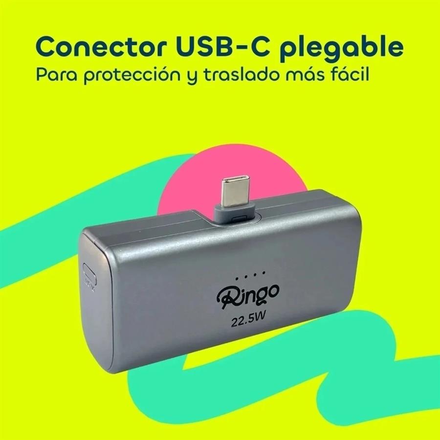 MINI CARGADOR PORTATIL RINGO 22.5 W CARGA RAPIDA TIPO C POWER BANK 5000 MAH