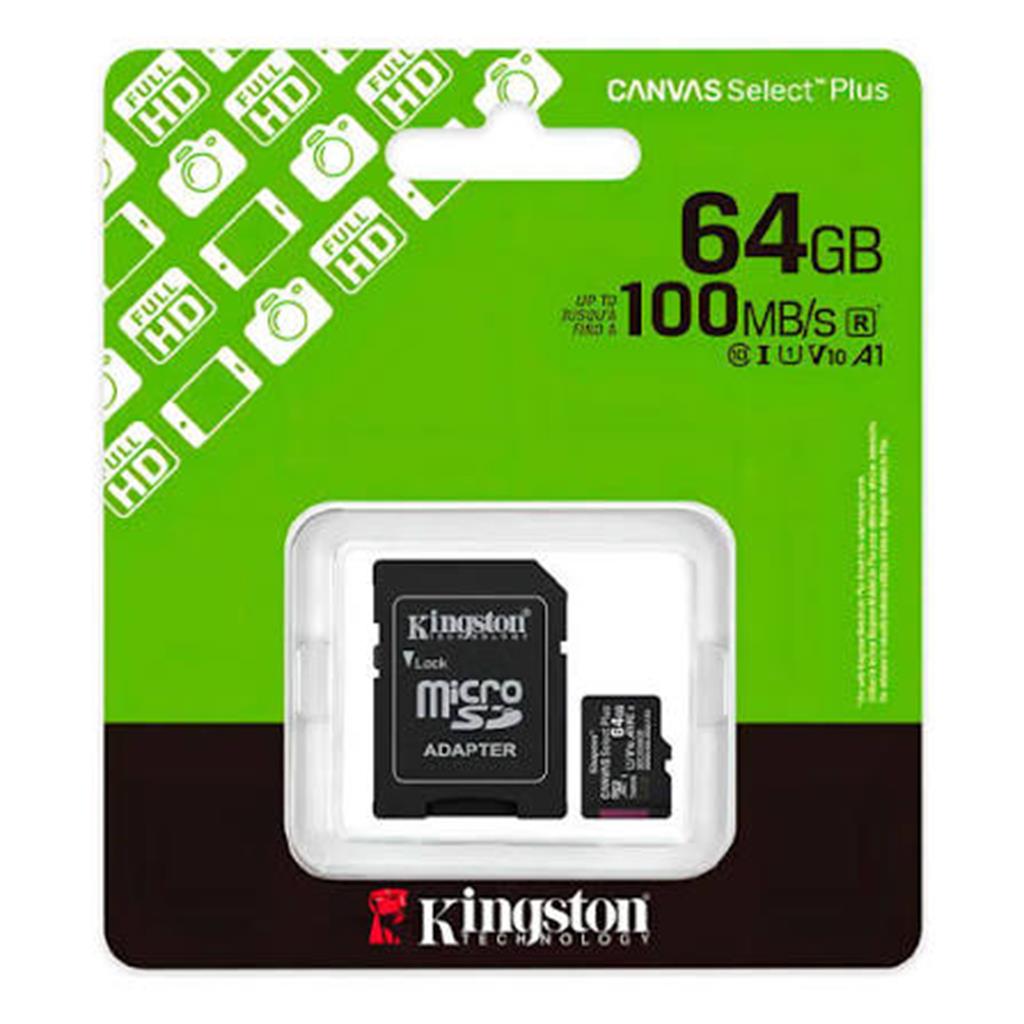 MEMORIA MICRO SD KINGSTON 64 GB 100MBS