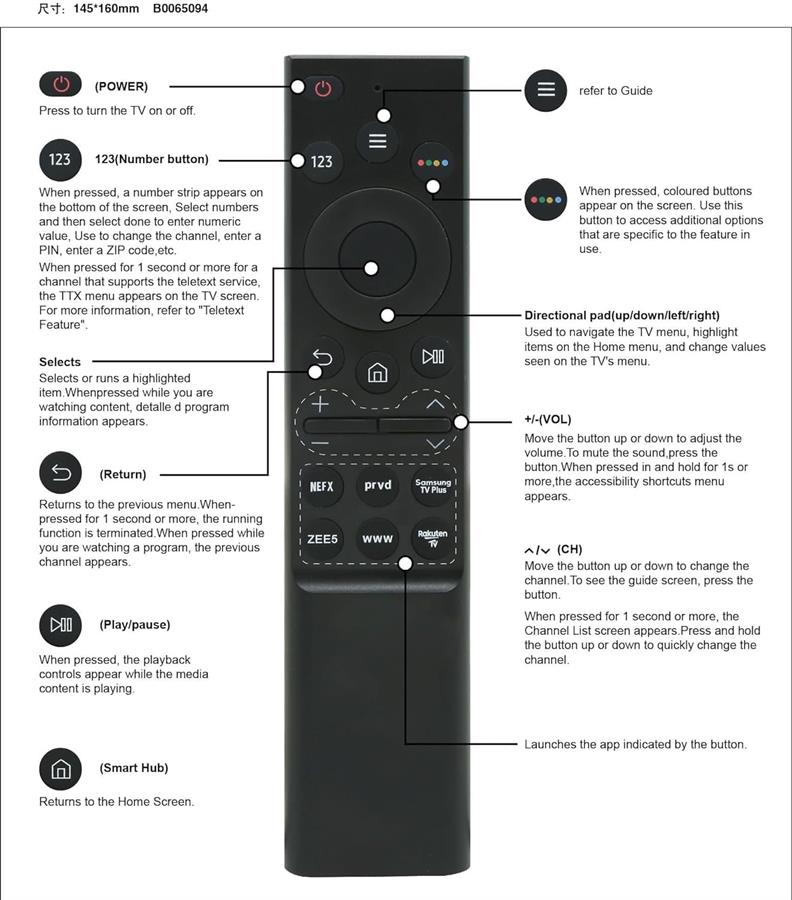 CONTROL REMOTO PARA TV SAMSUNG