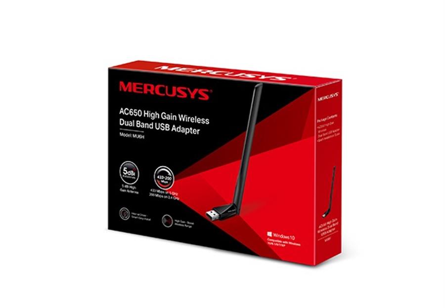 Receptor Wifi— Mercusys MU6H — Wifi 6 Ax650 — Dual Band — Antena externa potente